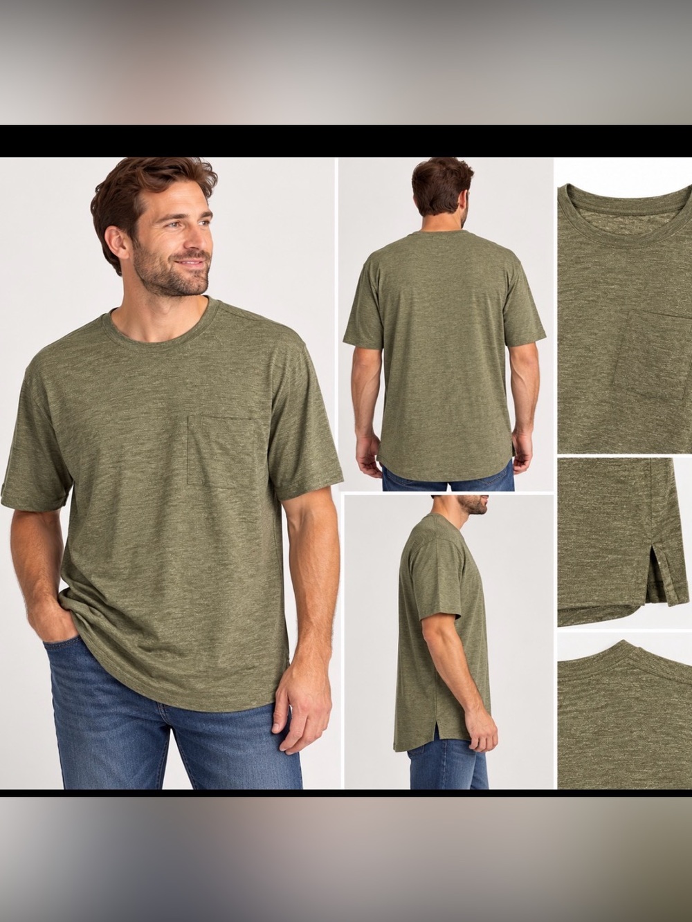 Duluth Trading Co Men’s M Relaxed Fit Olive Green Long Length Pocket T-Shirt